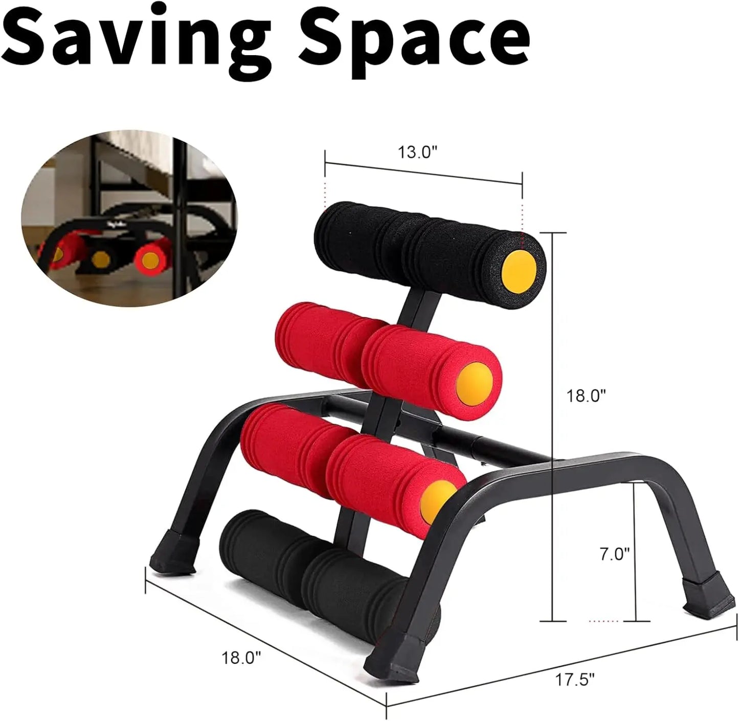 Mini Inversion Table & Glutes Trainer Machine – Lower Back & Waist Exercise, Strength Training & Relaxation with Foam Rollers
