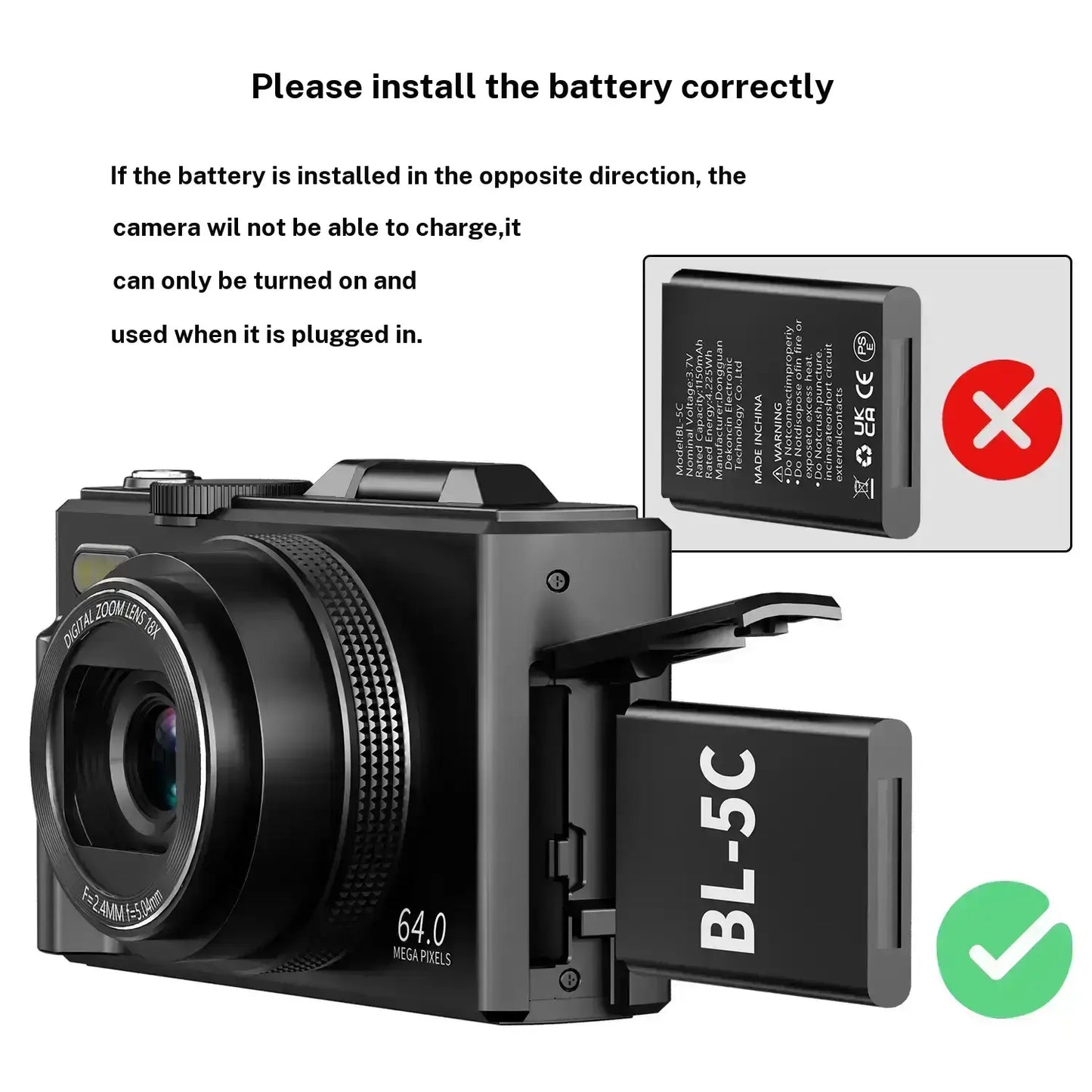 4K Digital Camera, 64MP with 3" 180° Flip Screen, 18X Zoom, 32GB SD Card & 2 Batteries – Perfect Gift