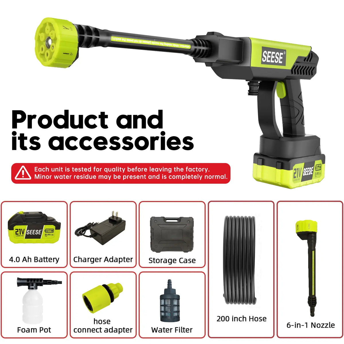 Cordless Pressure Washer with Single Port Charger Base, Portable Bottle Washer for Car, Home Cleaning & Garden Watering