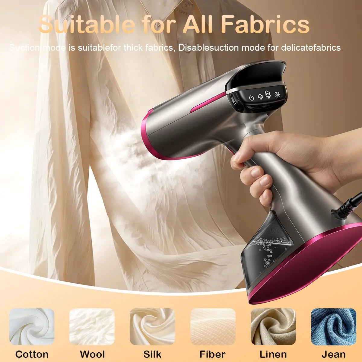 Handheld Garment Steamer & Iron 2-in-1 – 1400W, 270ml, Portable Travel Clothes Steamer with Large Ceramic Heat Panel