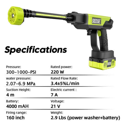 Cordless Pressure Washer with Single Port Charger Base, Portable Bottle Washer for Car, Home Cleaning & Garden Watering