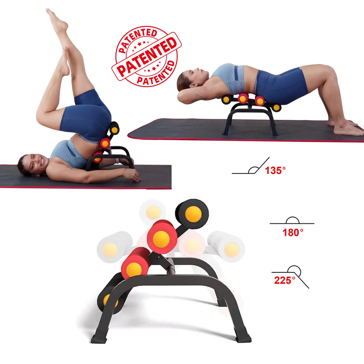 Mini Inversion Table & Glutes Trainer Machine – Lower Back & Waist Exercise, Strength Training & Relaxation with Foam Rollers