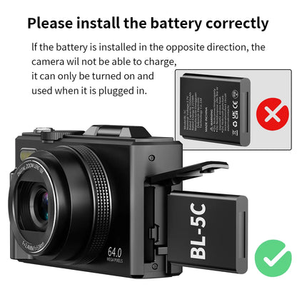 4K Digital Camera, 64MP with 3" 180° Flip Screen, 18X Zoom, 32GB SD Card & 2 Batteries – Perfect Gift
