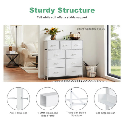 9-Drawer Fabric Storage Tower – Bedroom Dresser with Fabric Bins, Steel Frame & Wood Top for Bedroom, Closet & Home Organization