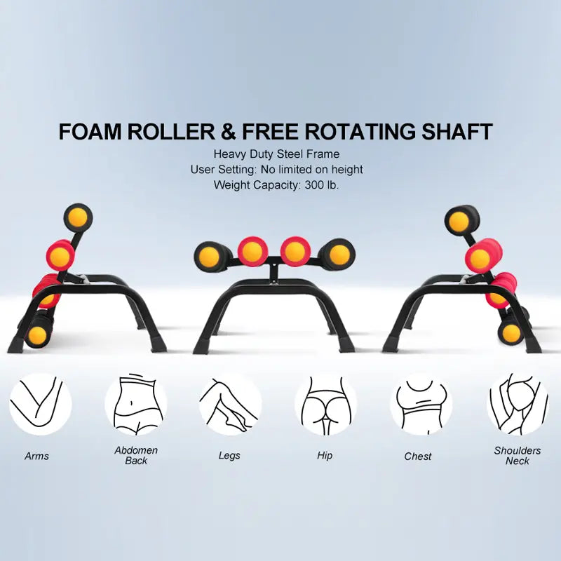 Mini Inversion Table & Glutes Trainer Machine – Lower Back & Waist Exercise, Strength Training & Relaxation with Foam Rollers