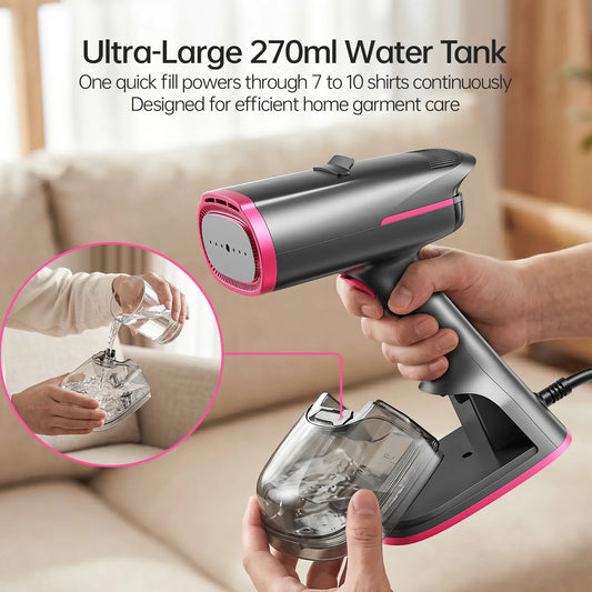 Handheld Garment Steamer & Iron 2-in-1 – 1400W, 270ml, Portable Travel Clothes Steamer with Large Ceramic Heat Panel