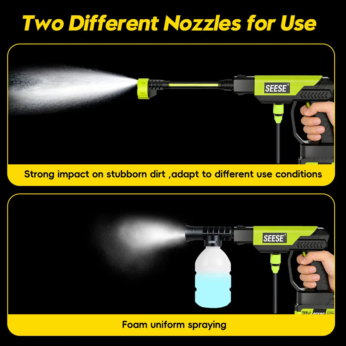 Cordless Pressure Washer with Single Port Charger Base, Portable Bottle Washer for Car, Home Cleaning & Garden Watering