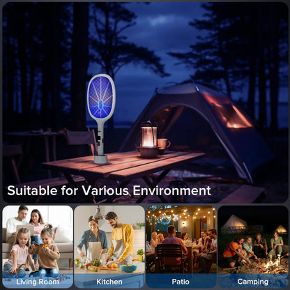 Powerful Bug Zapper Indoor & Outdoor – 10-LED Mosquito & Gnat Killer with Large Mesh, Rechargeable, LED Display & Safe Fly Swatter for Home Use