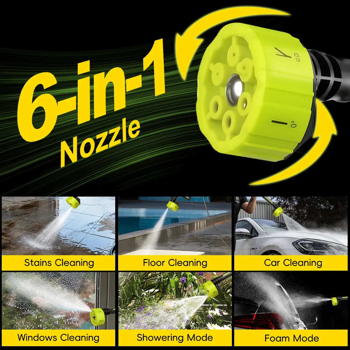 Cordless Pressure Washer with Single Port Charger Base, Portable Bottle Washer for Car, Home Cleaning & Garden Watering