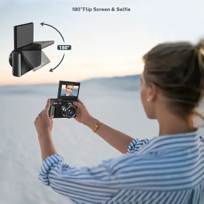 4K Digital Camera, 64MP with 3" 180° Flip Screen, 18X Zoom, 32GB SD Card & 2 Batteries – Perfect Gift