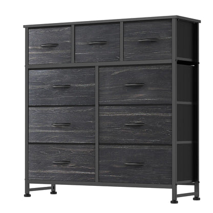 9-Drawer Fabric Storage Tower – Bedroom Dresser with Fabric Bins, Steel Frame & Wood Top for Bedroom, Closet & Home Organization