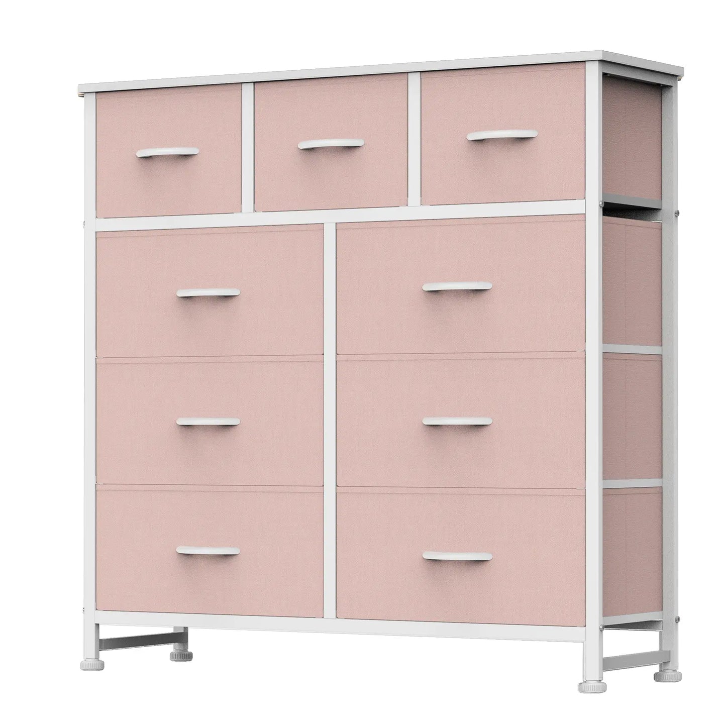 9-Drawer Fabric Storage Tower – Bedroom Dresser with Fabric Bins, Steel Frame & Wood Top for Bedroom, Closet & Home Organization