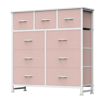 9-Drawer Fabric Storage Tower – Bedroom Dresser with Fabric Bins, Steel Frame & Wood Top for Bedroom, Closet & Home Organization